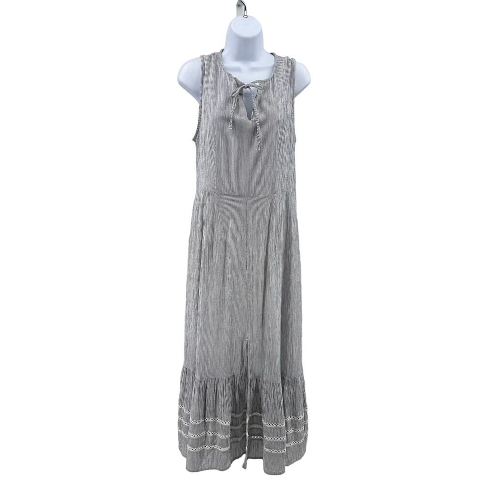 Caslon Dress White Striped Sleeveless Tank Dress WMNS S Coastal Casual Boho - Picture 3 of 14